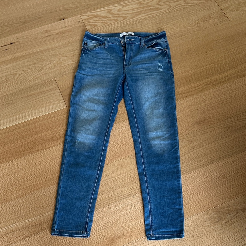 Kan Can Women's Distressed Blue Skinny Jeans